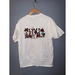 Hanes Heavyweight Aloha Hawaii Graphic T Shirt White Adult Large